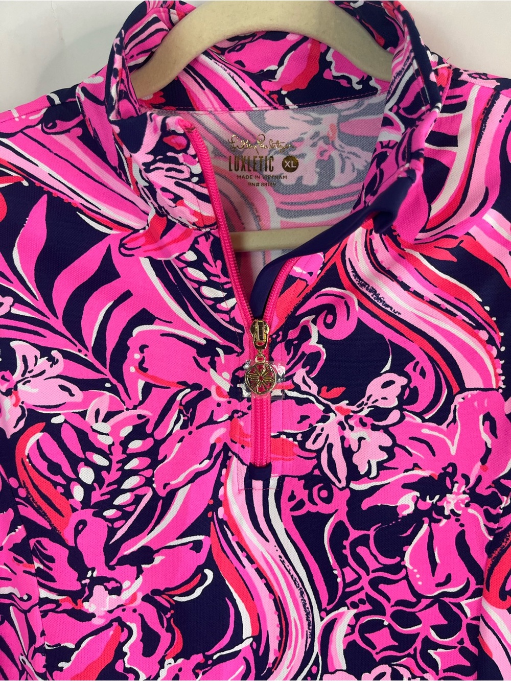 Lilly Pulitzer Larissa Ruffle Golf Tennis Athletic Top XL NWT UPF Pink Floral - Picture 3 of 9